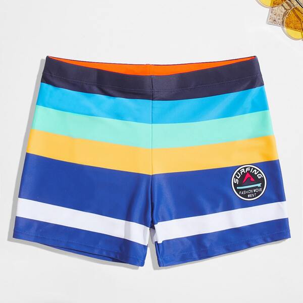 

Men Striped And Letter Graphic Swim Trunks, Multicolor