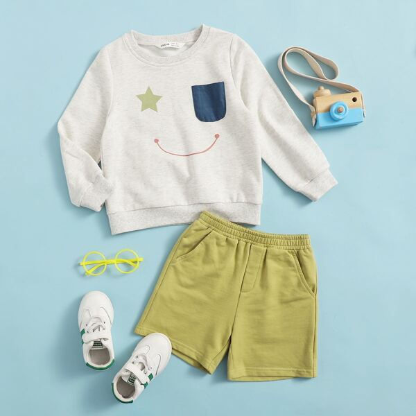 

Toddler Boys Cartoon Graphic Pullover and Track Shorts Set, Multicolor