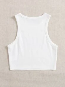 SHEIN EZwear Mẫu xe tăng hoa văn - trắng - Xem 2