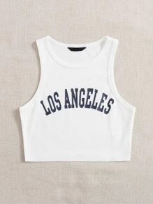 SHEIN EZwear Mẫu xe tăng hoa văn - trắng - Xem 5