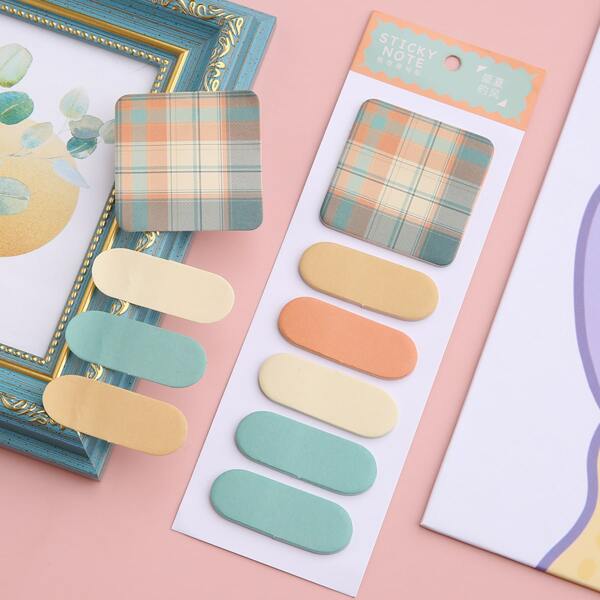 

1pack Plaid Pattern Sticky Note, Multicolor