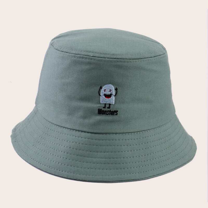 

Monster Embroidery Bucket Hat, Dusty blue