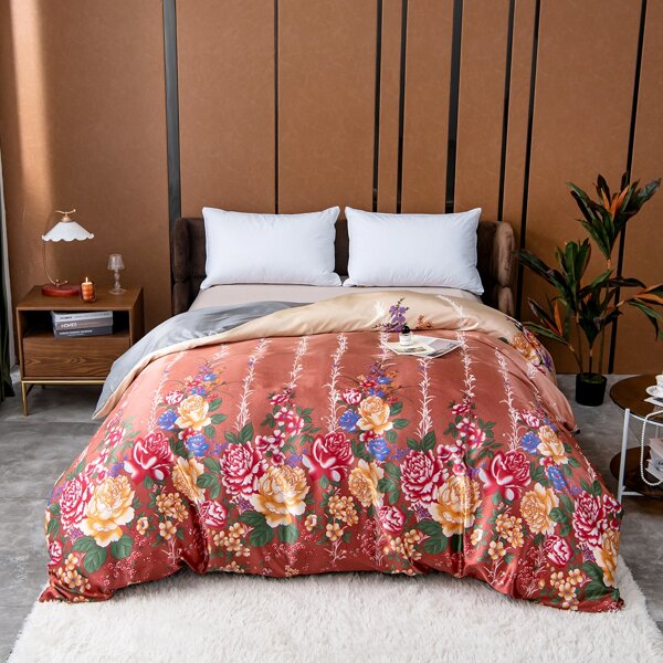

Flower Print Duvet Cover Without Filler, Multicolor