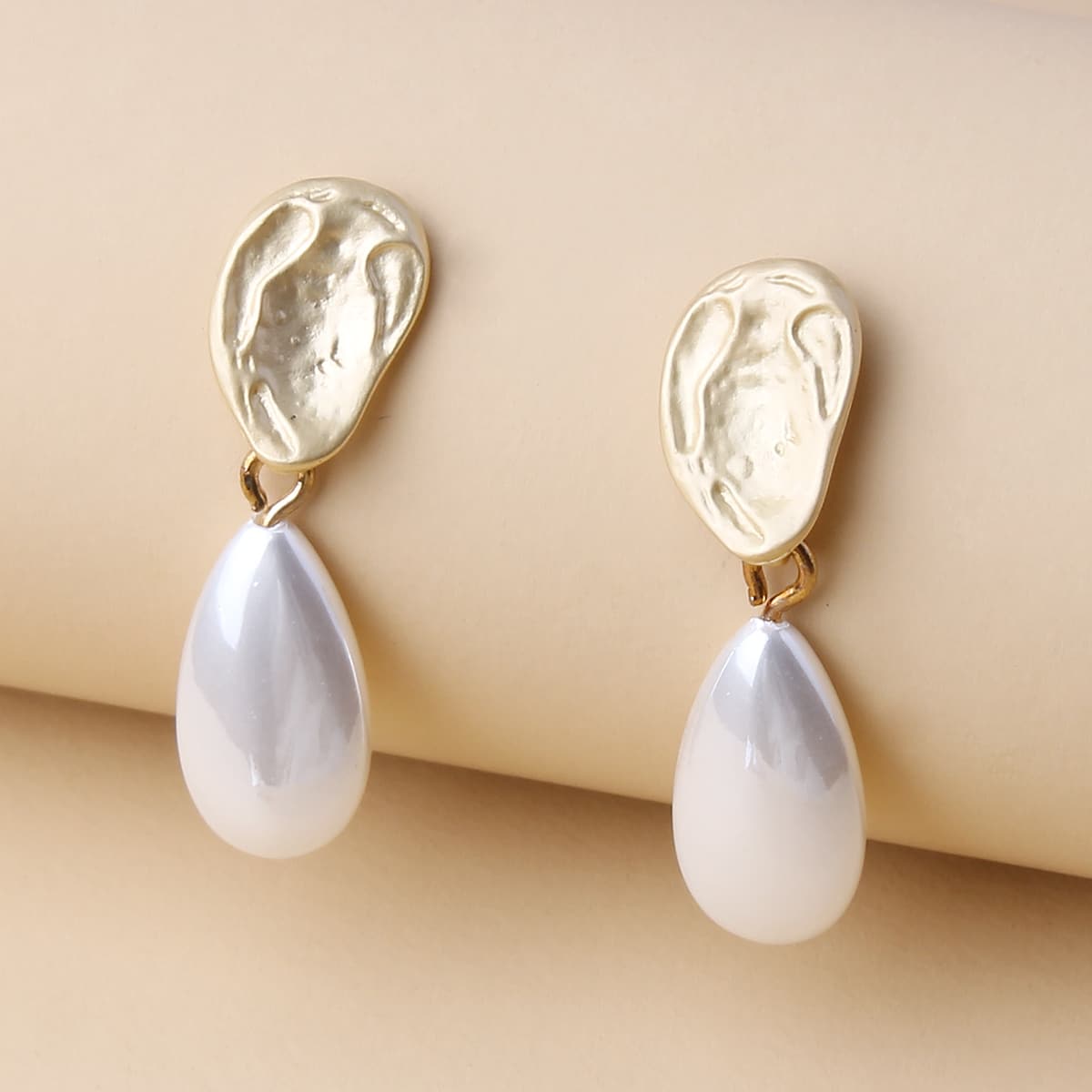 

Faux Pearl Teardrop Earrings, White
