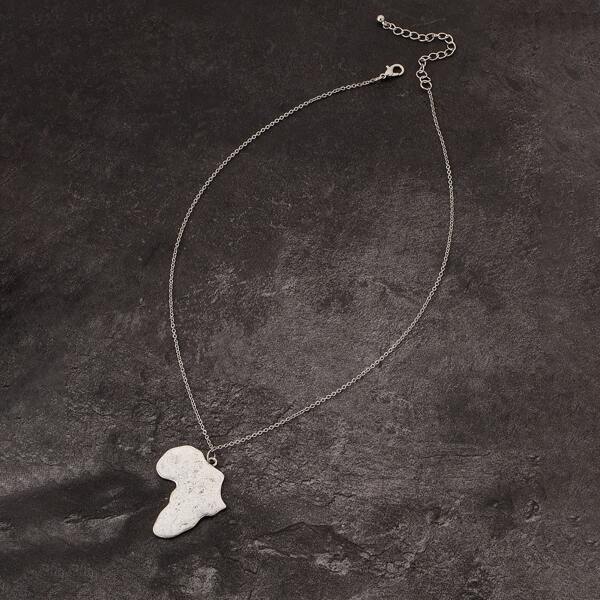 

Men Heart Charm Necklace, Antique silver