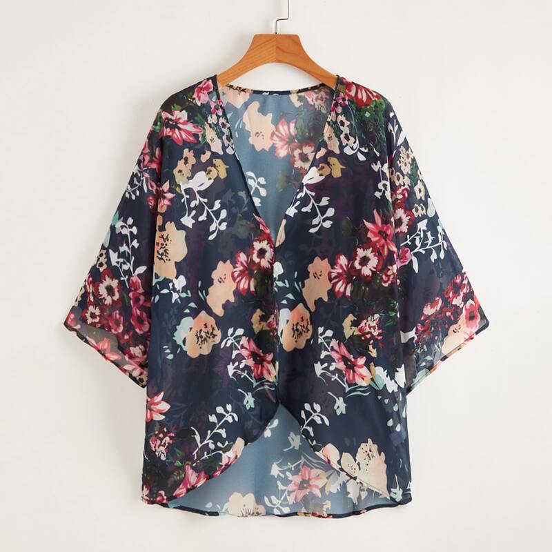 

Chiffon Floral Kimono, Multicolor