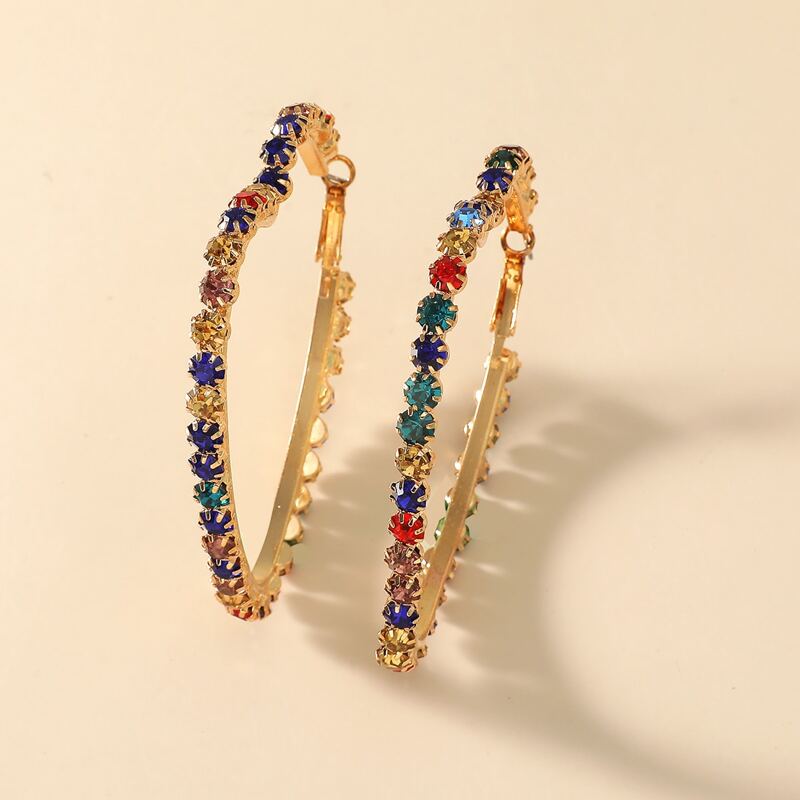 

Rhinestone Heart Hoop Earrings, Multicolor