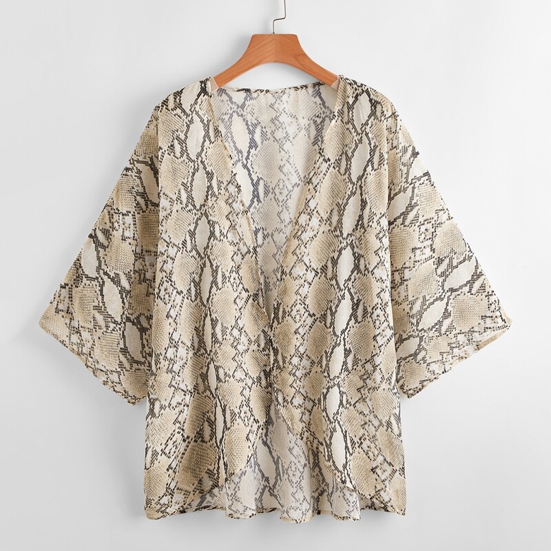 

Chiffon Snakeskin Print Kimono, Multicolor