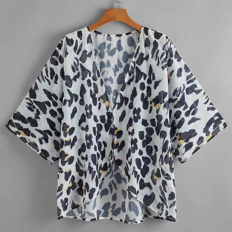 

Chiffon Leopard Print Kimono, Multicolor