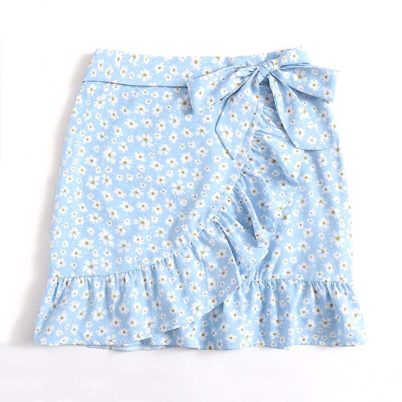 

Ditsy Flower Wrap Skirt, Baby blue