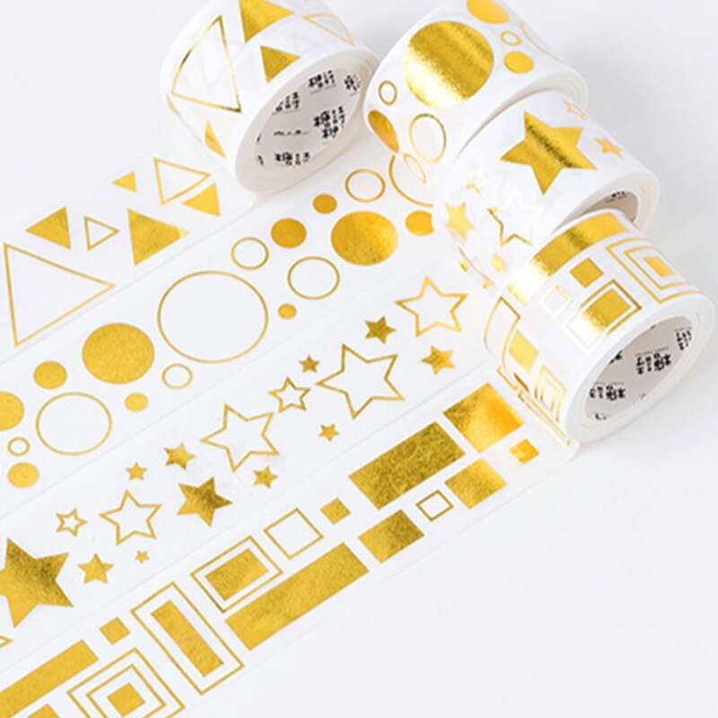 

1roll Geometric Pattern Random Decorative Tape, Gold
