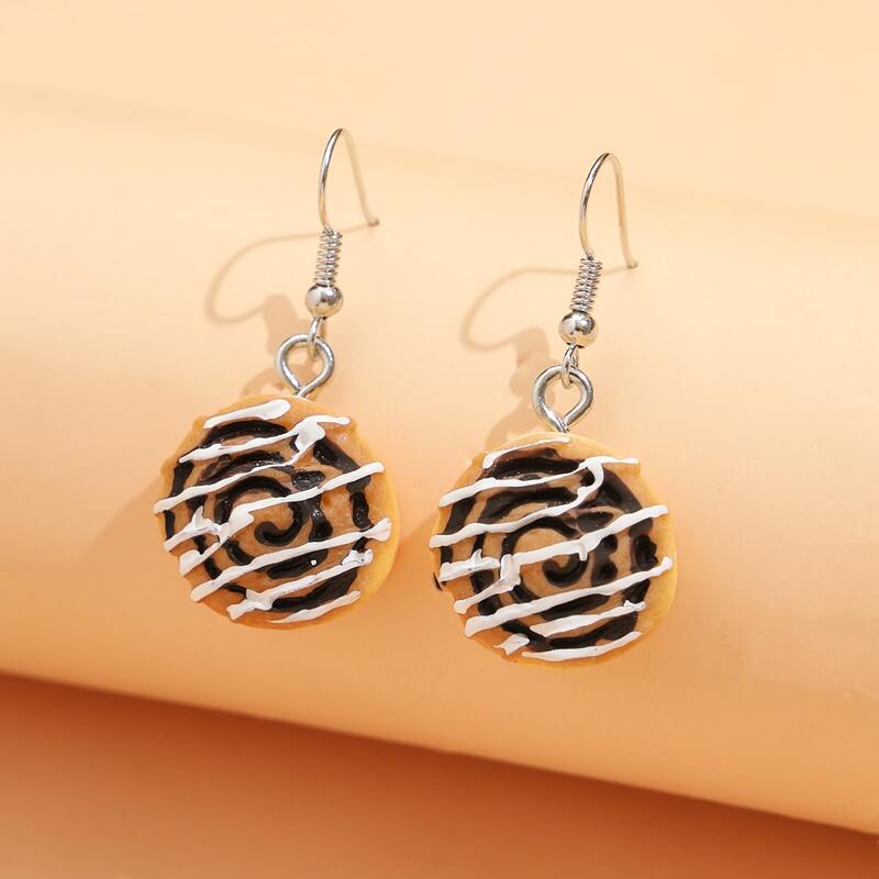 

Bread Design Drop Earrings, Brown