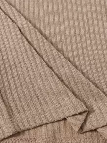 Muchica Solid Rib-knit Tank Top - Khaki - View 5