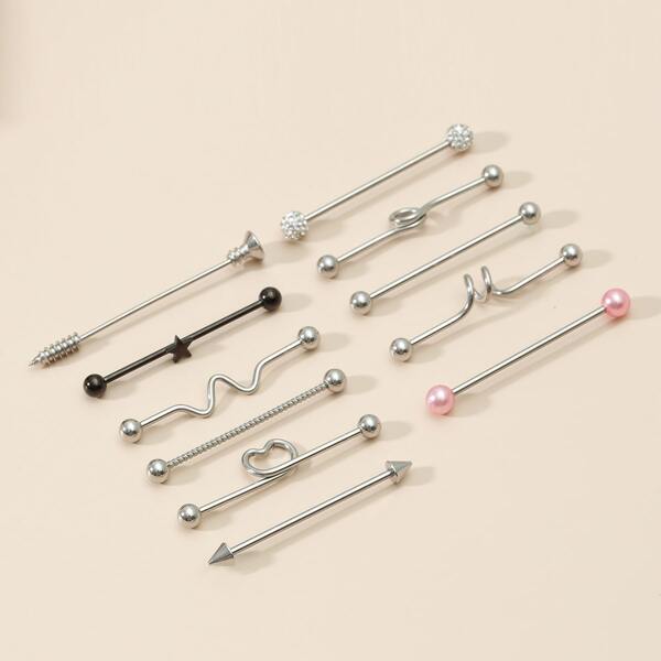 

11pcs Men Star Decor Earring, Multicolor