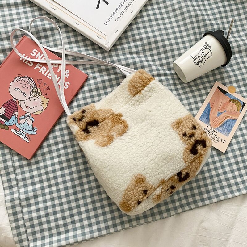 

Bear Print Teddy Shoulder Bag, White