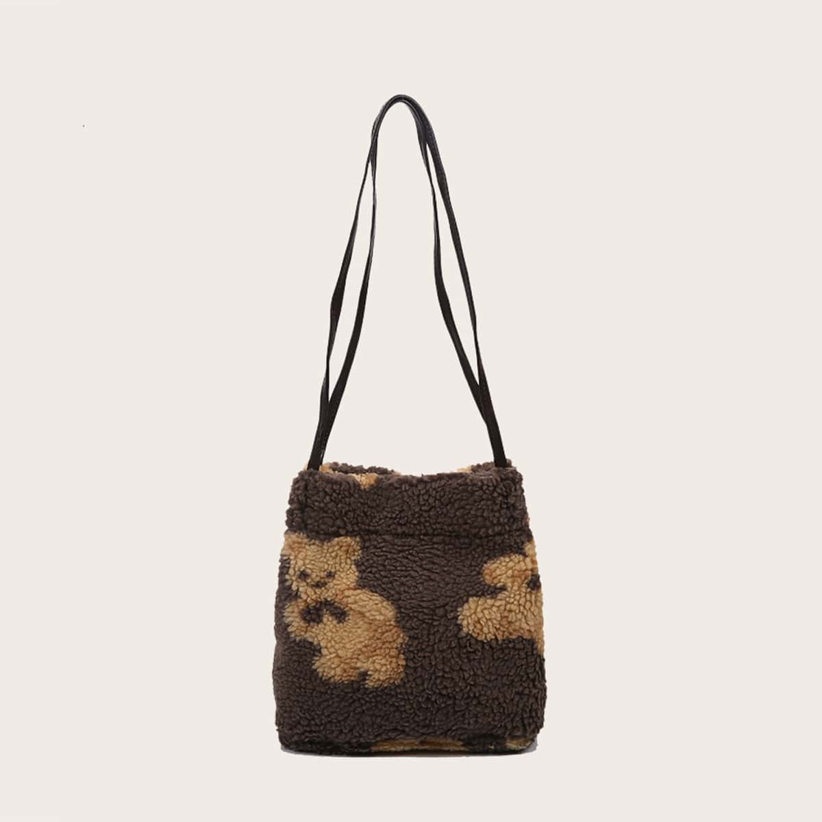 

Bear Print Teddy Shoulder Bag, Brown