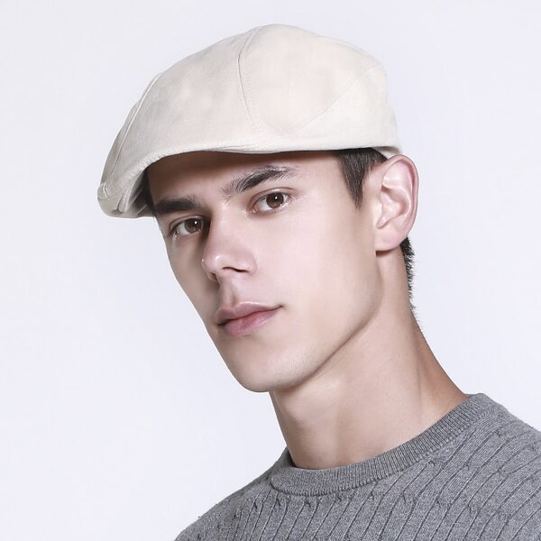 

Men Solid Newsboy Cap, Beige
