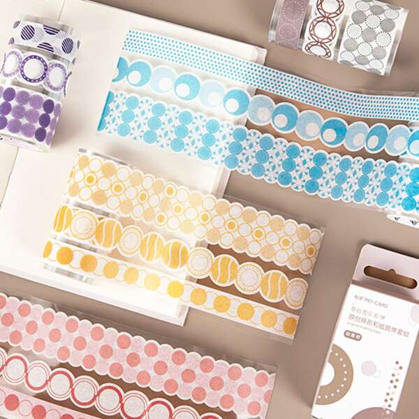 

3rolls Circle Pattern Random Decorative Tape, Multicolor