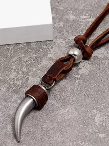 時尚流行男士PU皮革項鍊合金，適合度假和時尚外觀