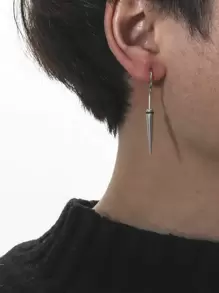 時尚流行1入組式男士錐形裝飾耳環不銹鋼，適合珠寶禮物和時尚外觀 - 銀色 - 查看 1