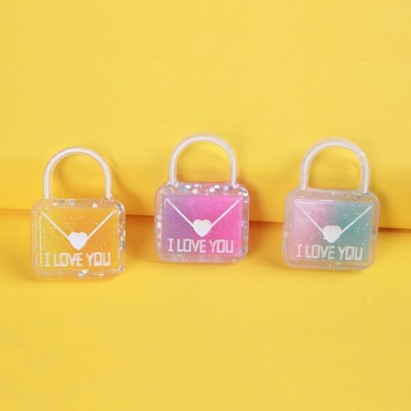 

3pcs Lock Design Brooch, Multicolor