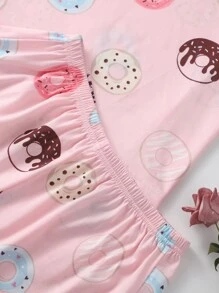Allover Donuts Print Pyjama Set - Baby Pink - View 3