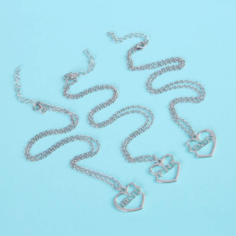 

3pcs Letter Decor Necklace, Silver