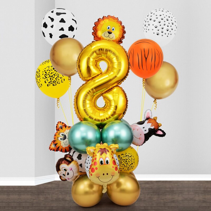 

26pcs Cartoon Animal 8th Birthday Balloon Set, Multicolor