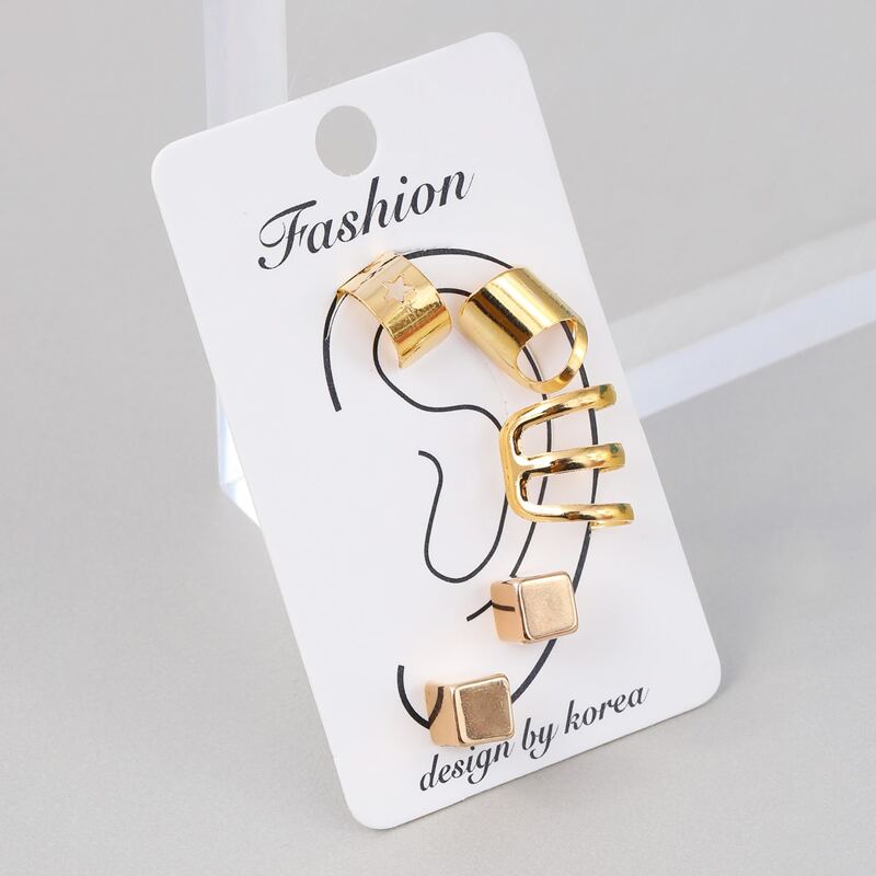 

5pcs Wide Earring Set, Gold