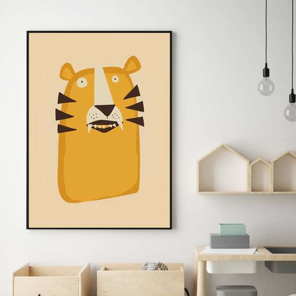

Kids Cartoon Graphic Wall Painting Without Frame, Yellow