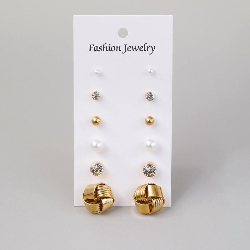 

6pairs Twist Stud Earrings, Multicolor