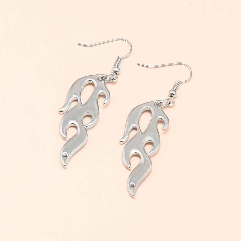 

Flame Drop Earrings, Silver
