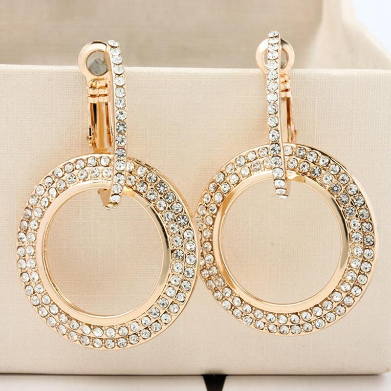

Rhinestone Hoop Drop Earrings, Gold