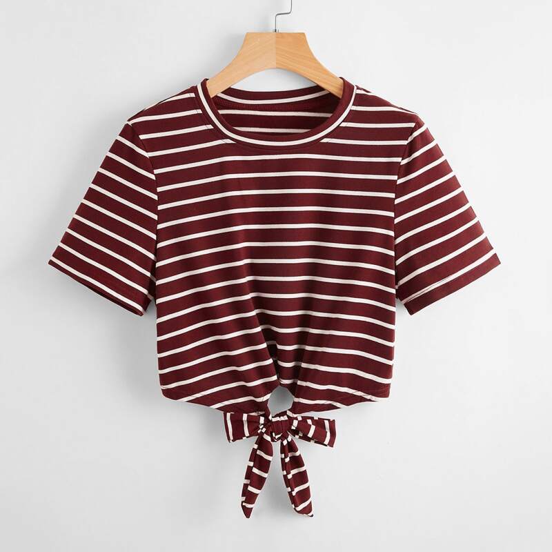 

Knot Striped Tee, Red and white