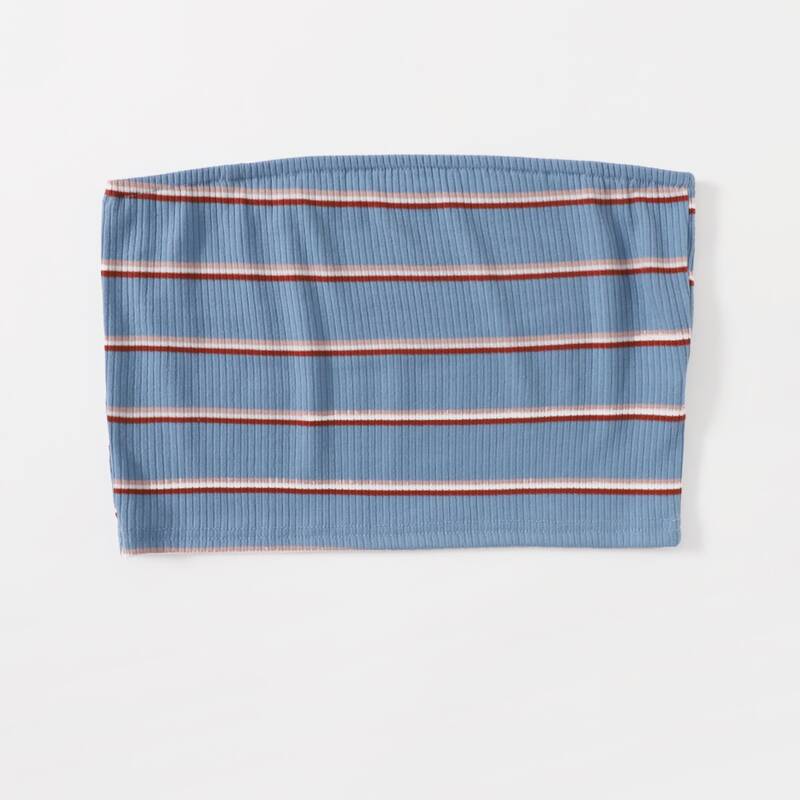 

Striped Crop Tube Top, Dusty blue