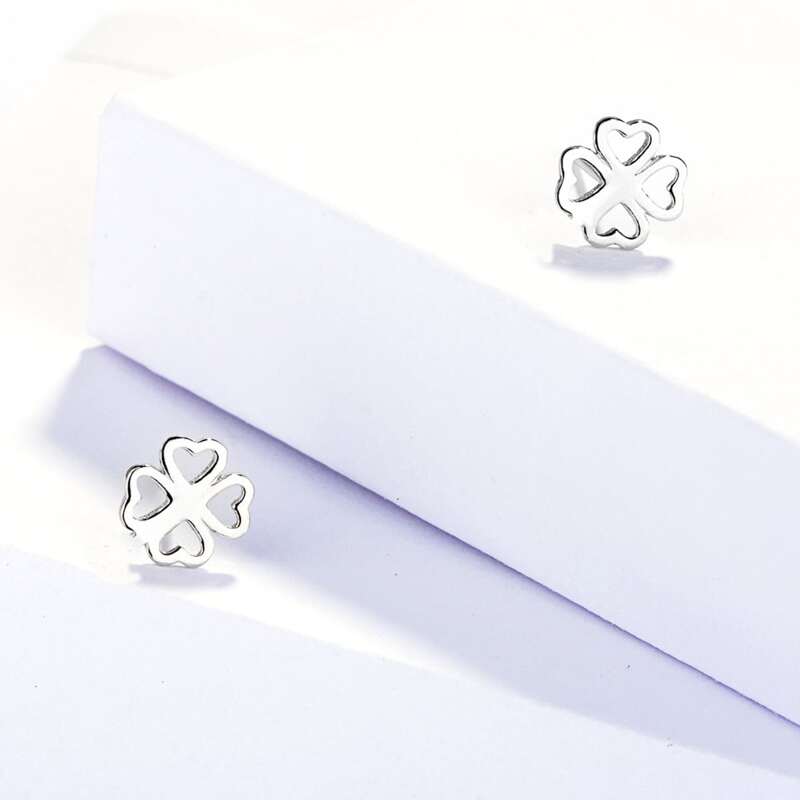 

Four Leaf Clover Stud Earrings, Silver