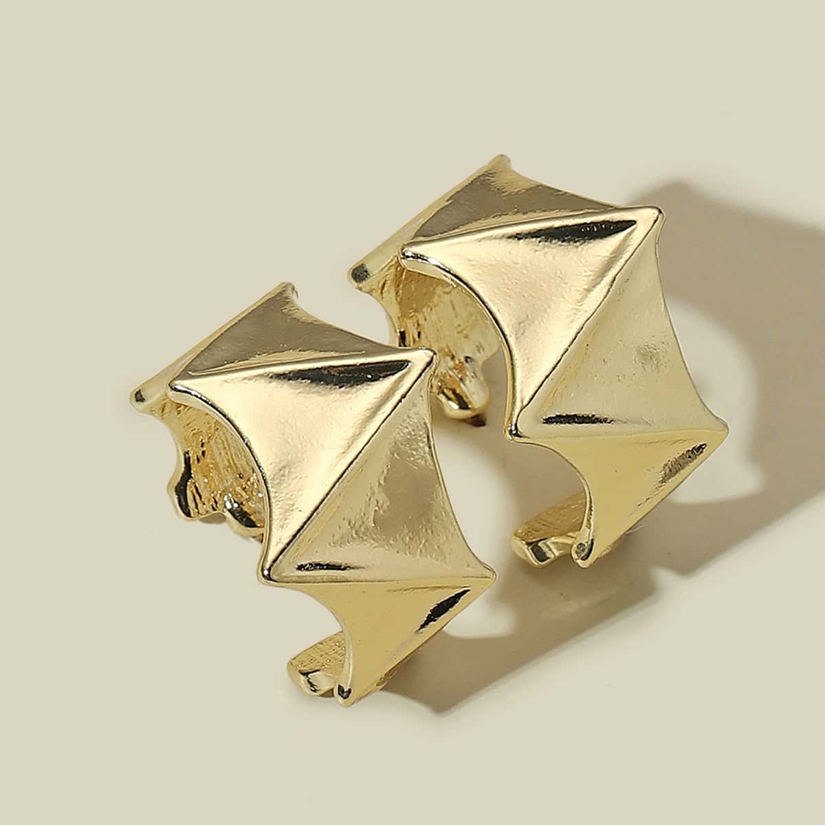 

Geo Design Open Hoop Earrings, Gold