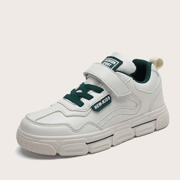 

Boys Letter Patch Skate Shoes, Beige