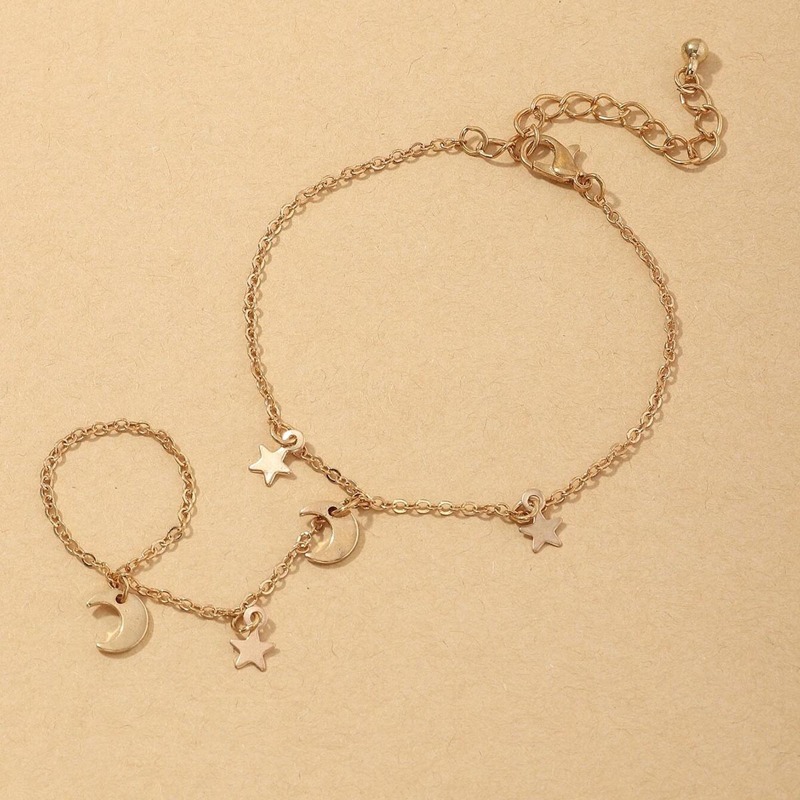 

Moon & Star Charm Finger Bracelet, Gold