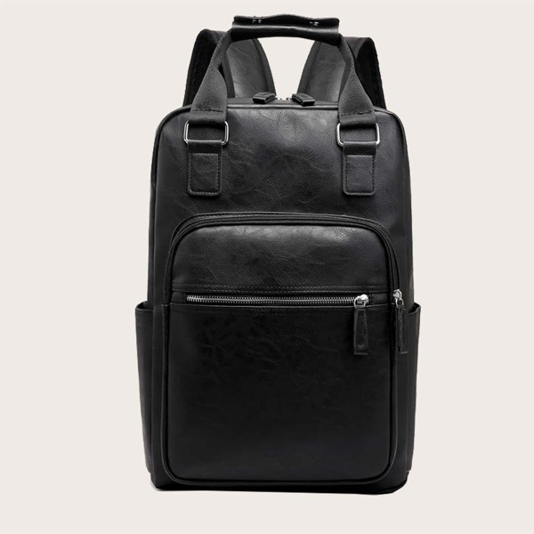 

Men Large Capacity Pocket Front Backpack, Black