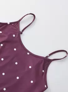 Polka Dot Lettuce Trim Cami PJ Set - Purple - View 3