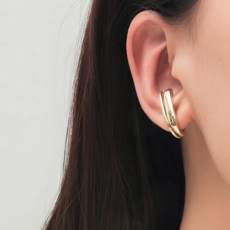 

1pair Minimalist Split Ear Cuff, Gold