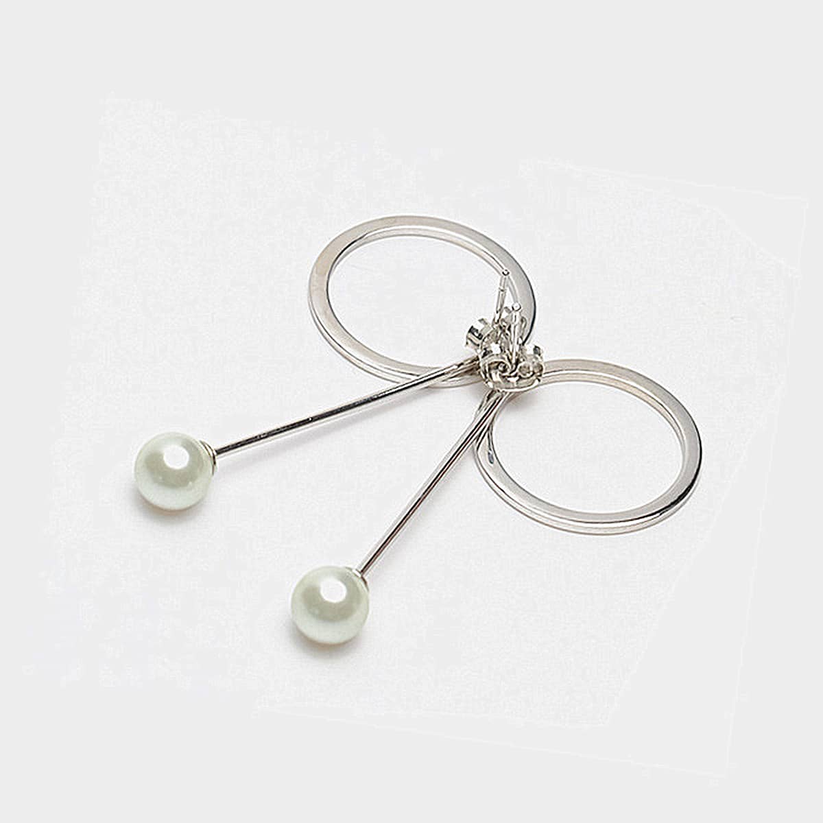 

Faux Pearl & Hoop Drop Earrings, Silver