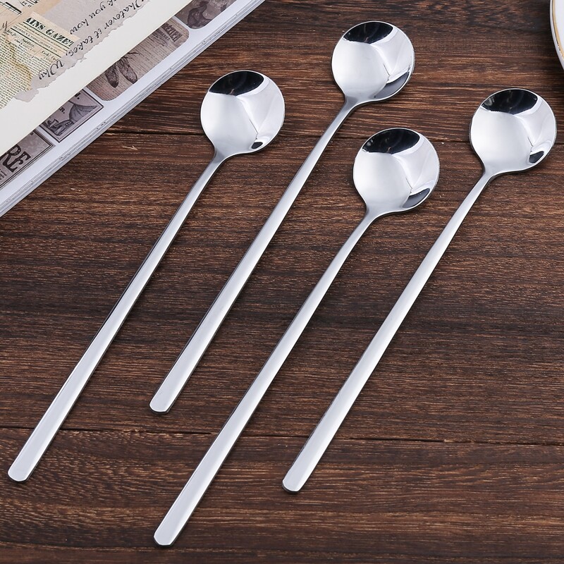 

4pcs Long Handle Spoon, Silver