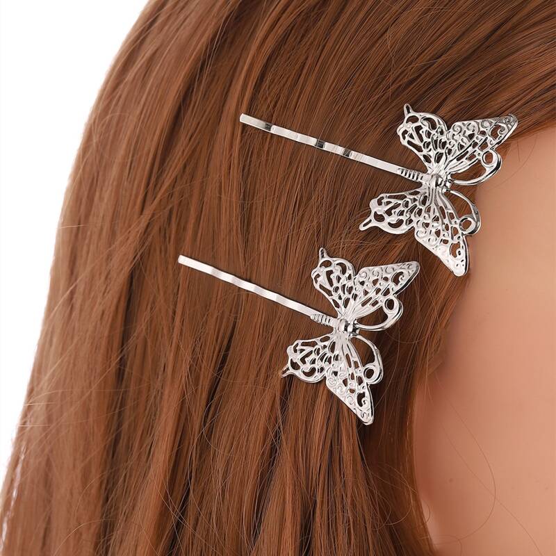 

2pcs Butterfly Hair Clip, Silver
