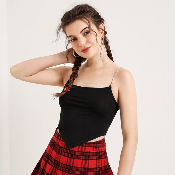 

Rhinestone Detail Bandana Cami Top, Black