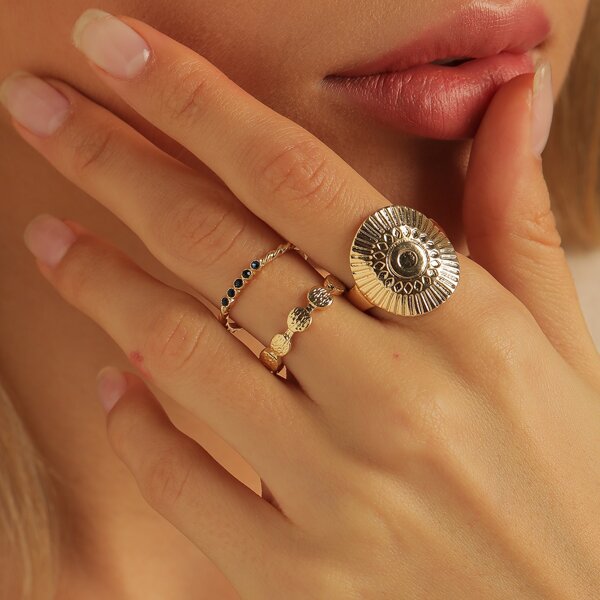 

3pcs Round Decor Ring, Gold