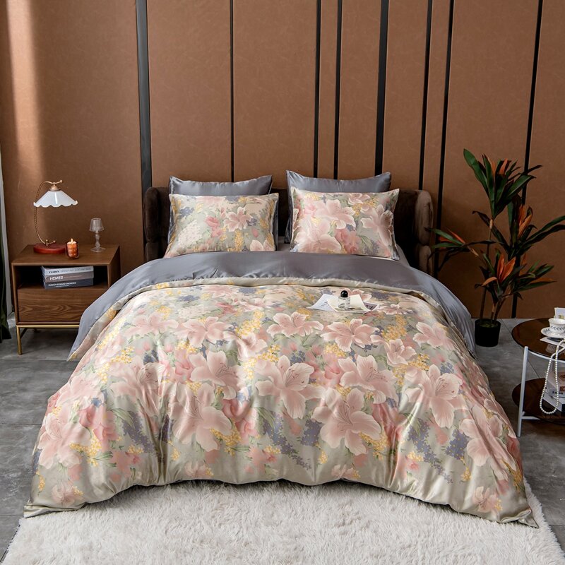 

Flower Print Duvet Cover Set Without Filler, Multicolor