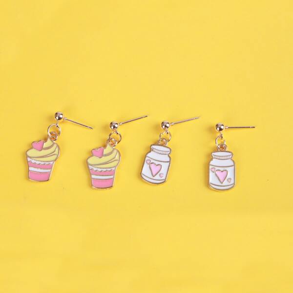 

2pairs Cartoon Ice Cream Drop Earrings, Multicolor