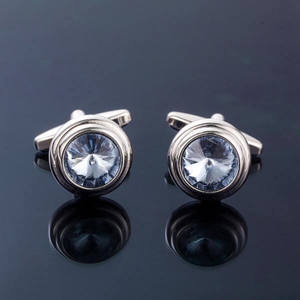 

Men Rhinestone Decor Cufflink, Blue